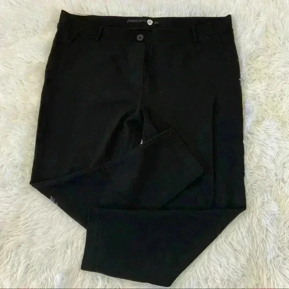 BETABRAND Skinny Leg Classic Dress Pant Yoga Pant W1166-BK 2XL Petite